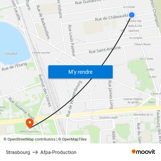 Strasbourg to Afpa-Production map