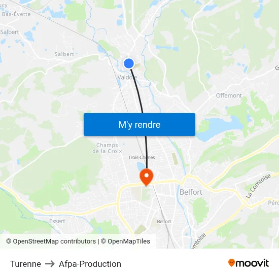 Turenne to Afpa-Production map