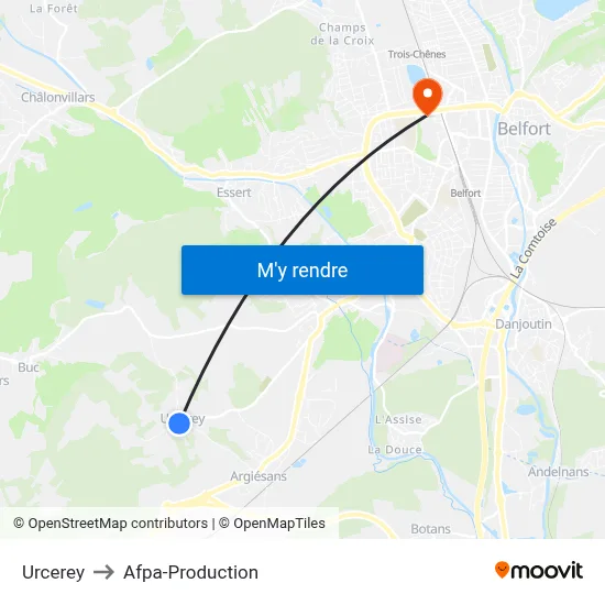 Urcerey to Afpa-Production map