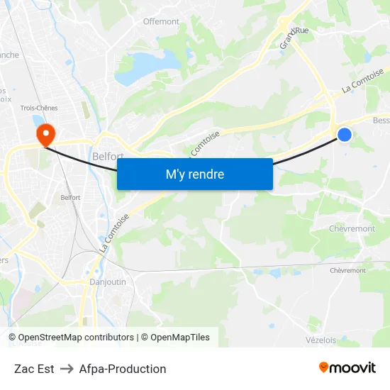 Zac Est to Afpa-Production map