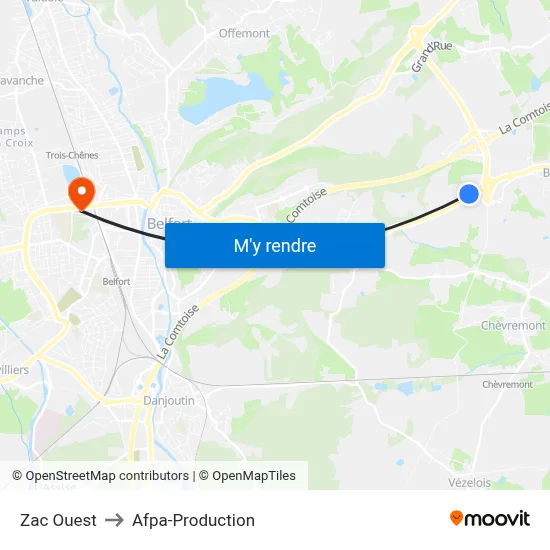 Zac Ouest to Afpa-Production map