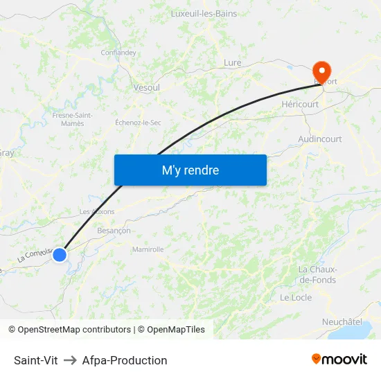 Saint-Vit to Afpa-Production map