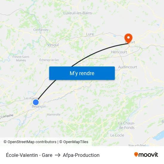 École-Valentin - Gare to Afpa-Production map