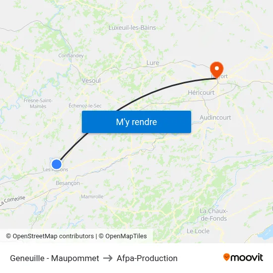 Geneuille - Maupommet to Afpa-Production map