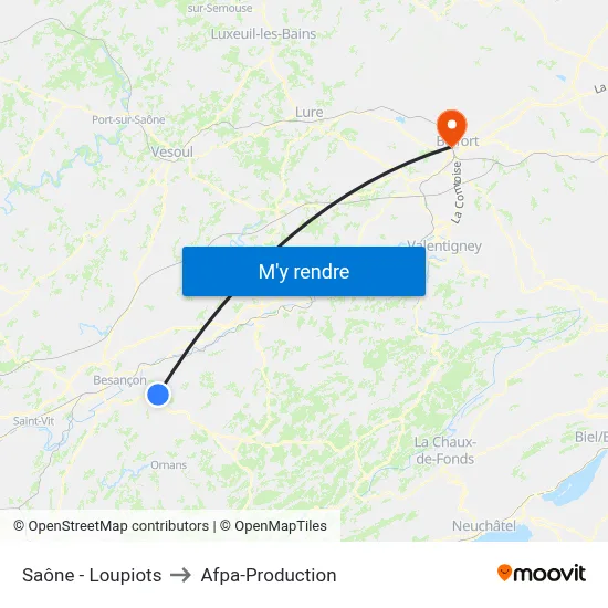 Saône - Loupiots to Afpa-Production map