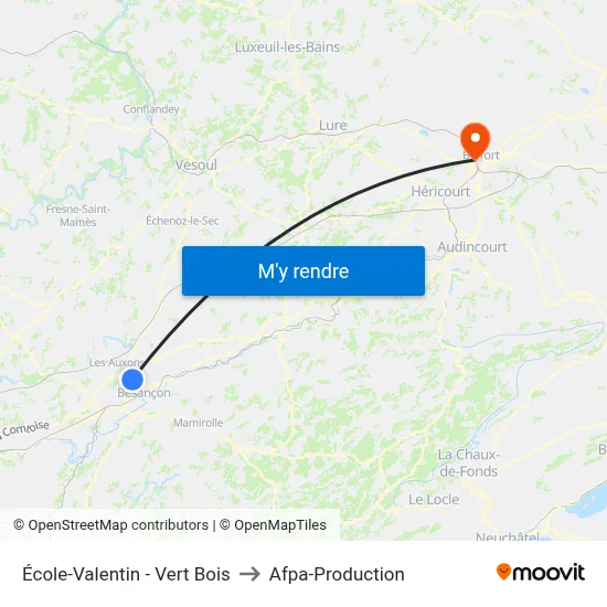 École-Valentin - Vert Bois to Afpa-Production map
