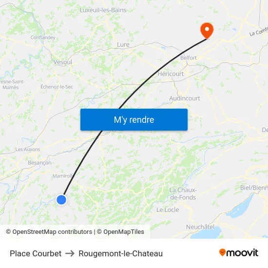 Place Courbet to Rougemont-le-Chateau map