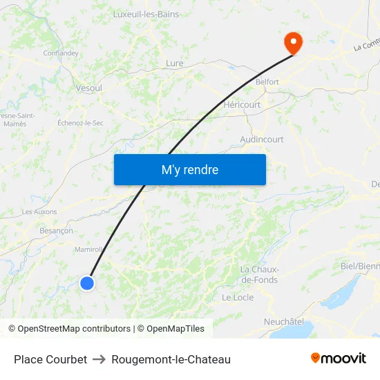 Place Courbet to Rougemont-le-Chateau map