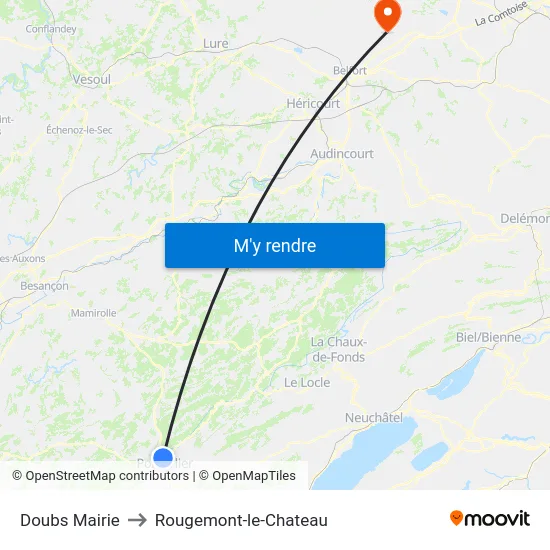 Doubs Mairie to Rougemont-le-Chateau map