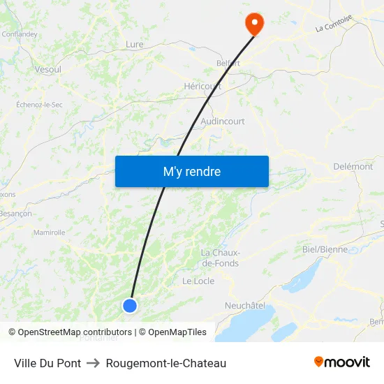Ville Du Pont to Rougemont-le-Chateau map