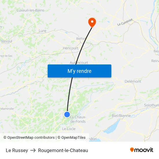 Le Russey to Rougemont-le-Chateau map