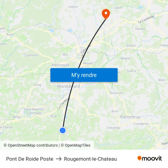 Pont De Roide Poste to Rougemont-le-Chateau map