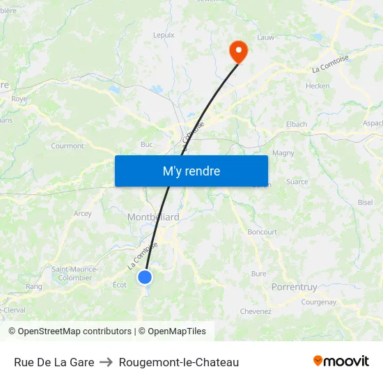 Rue De La Gare to Rougemont-le-Chateau map