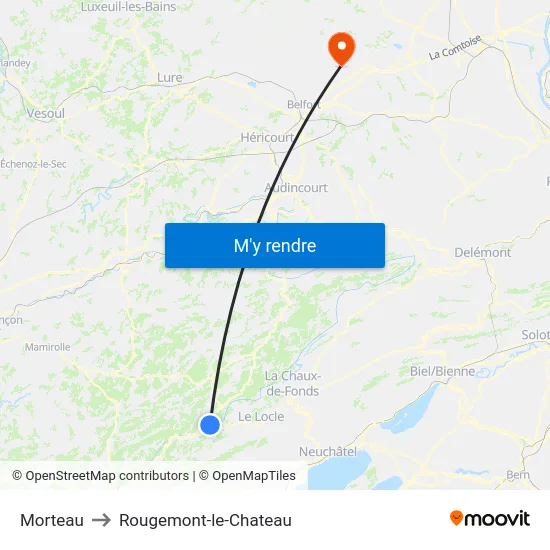 Morteau to Rougemont-le-Chateau map