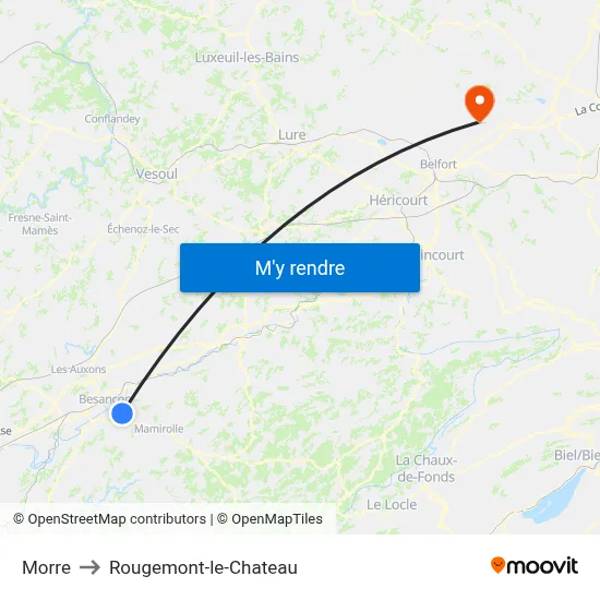Morre to Rougemont-le-Chateau map