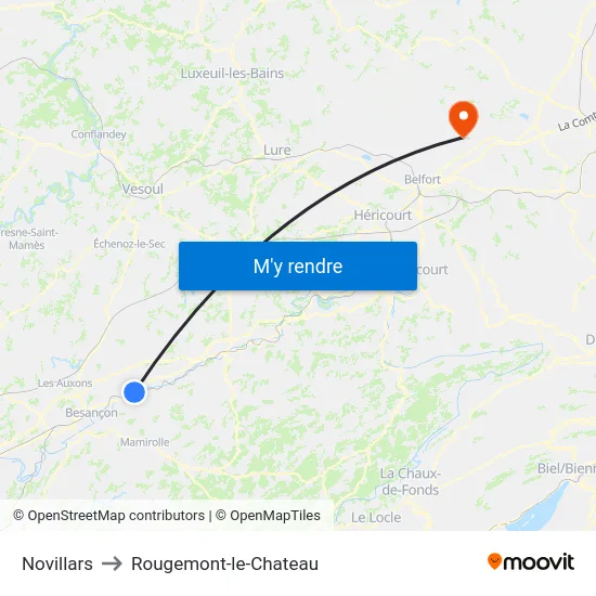 Novillars to Rougemont-le-Chateau map