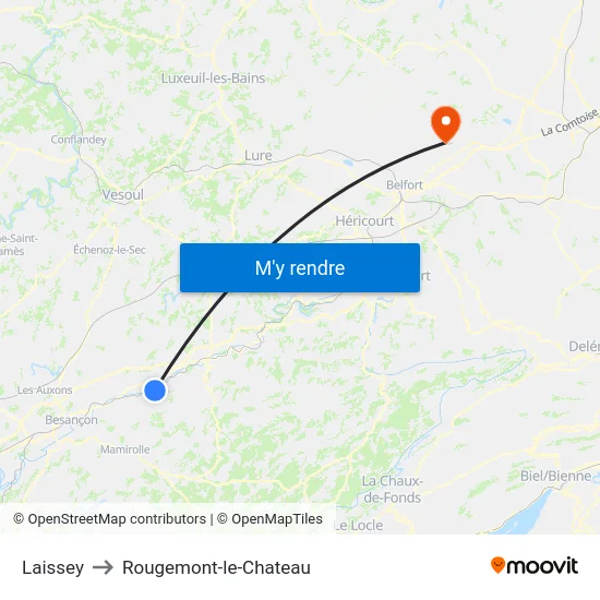 Laissey to Rougemont-le-Chateau map