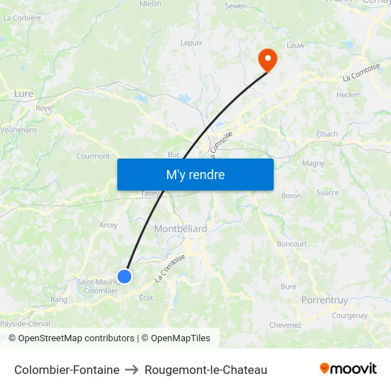 Colombier-Fontaine to Rougemont-le-Chateau map