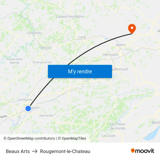 Beaux Arts to Rougemont-le-Chateau map
