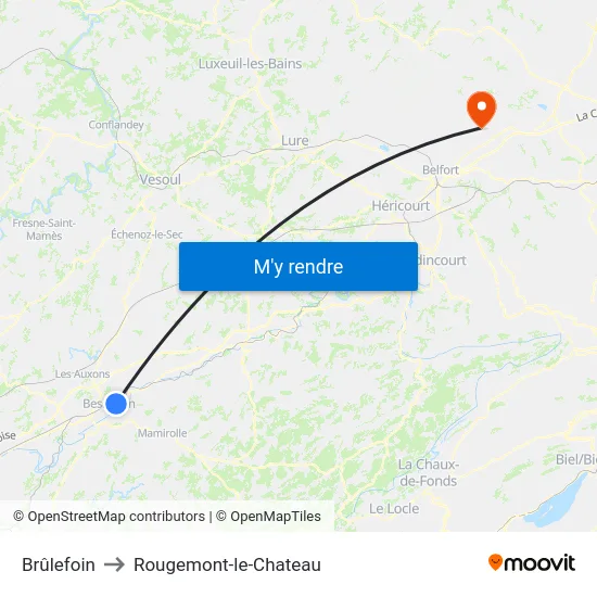 Brûlefoin to Rougemont-le-Chateau map