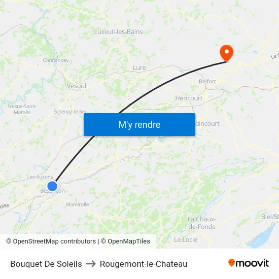 Bouquet De Soleils to Rougemont-le-Chateau map