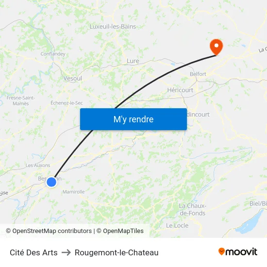 Cité Des Arts to Rougemont-le-Chateau map