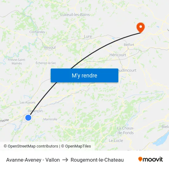 Avanne-Aveney - Vallon to Rougemont-le-Chateau map