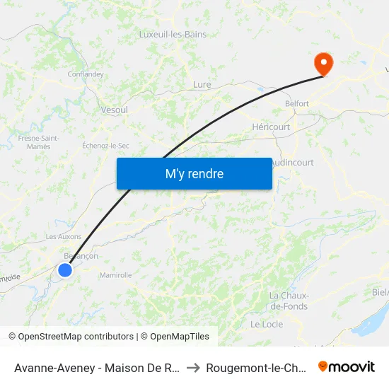 Avanne-Aveney - Maison De Retraite to Rougemont-le-Chateau map