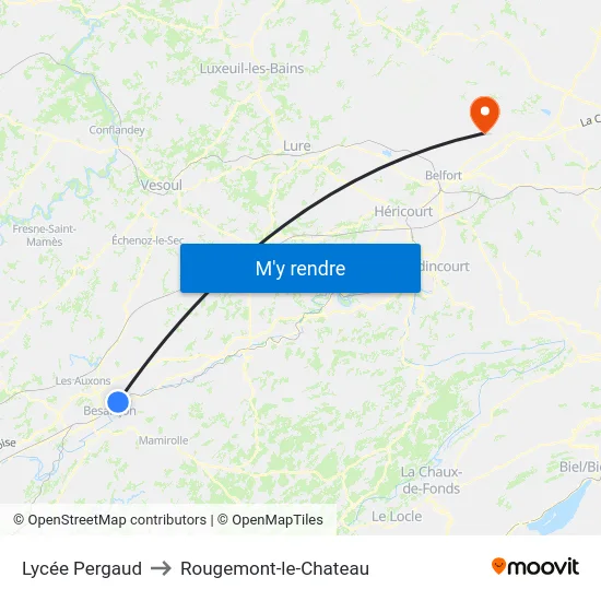 Lycée Pergaud to Rougemont-le-Chateau map