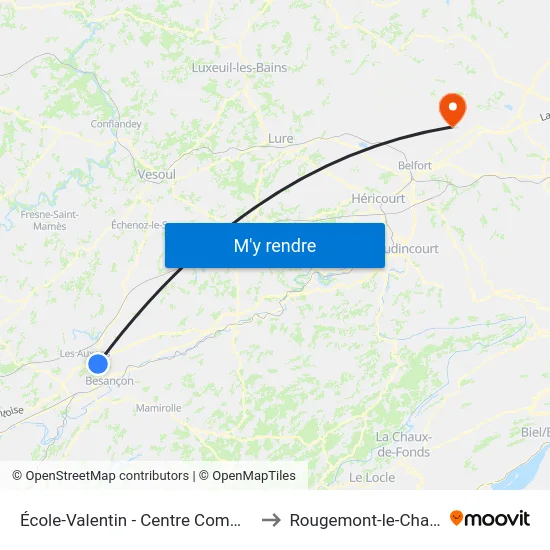 École-Valentin - Centre Commercial to Rougemont-le-Chateau map