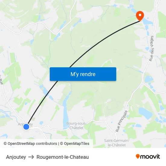 Anjoutey to Rougemont-le-Chateau map