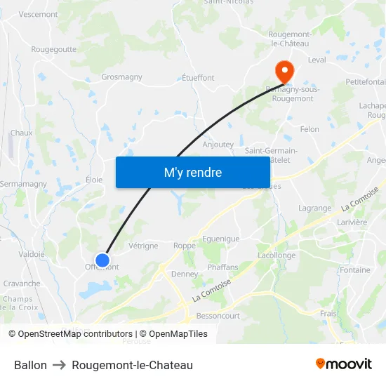 Ballon to Rougemont-le-Chateau map