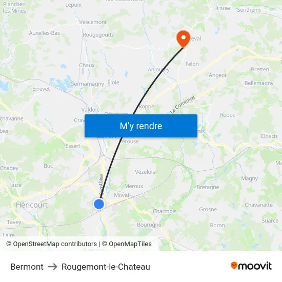 Bermont to Rougemont-le-Chateau map