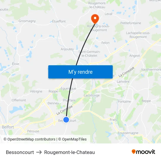 Bessoncourt to Rougemont-le-Chateau map