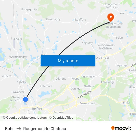 Bohn to Rougemont-le-Chateau map