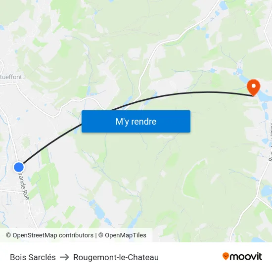 Bois Sarclés to Rougemont-le-Chateau map