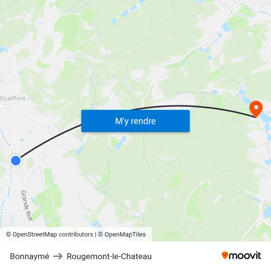 Bonnaymé to Rougemont-le-Chateau map
