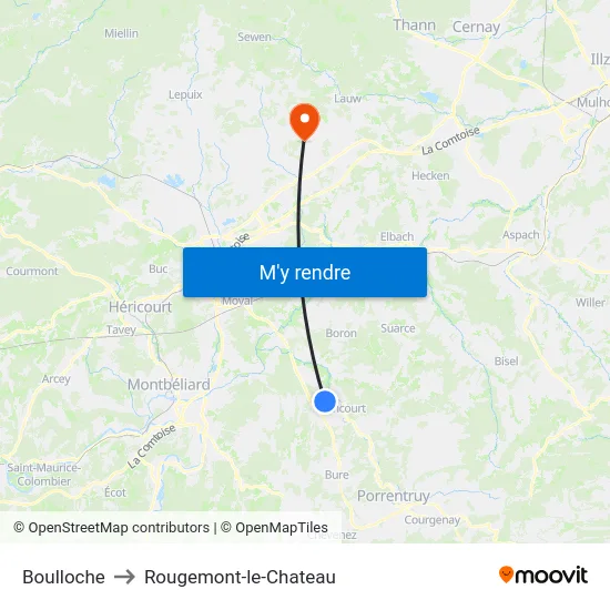 Boulloche to Rougemont-le-Chateau map