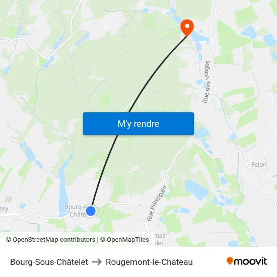 Bourg-Sous-Châtelet to Rougemont-le-Chateau map