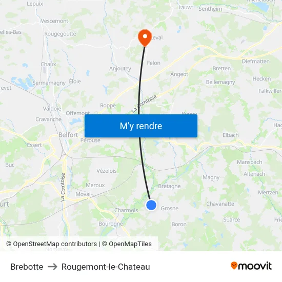 Brebotte to Rougemont-le-Chateau map