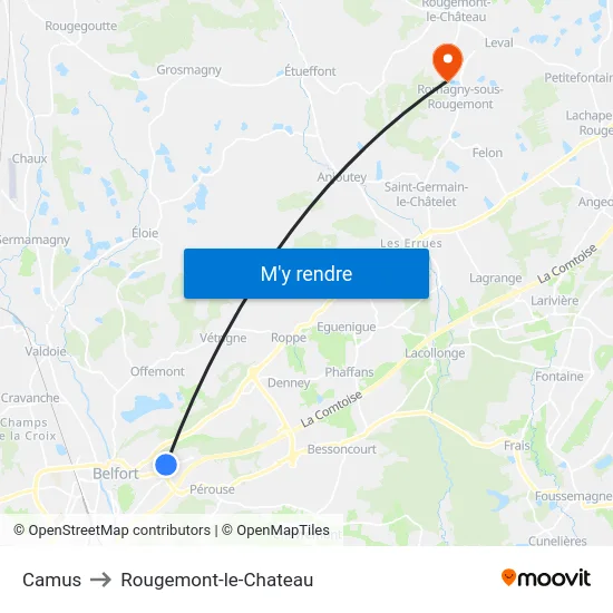 Camus to Rougemont-le-Chateau map