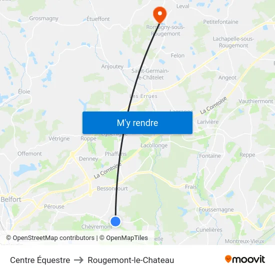 Centre Équestre to Rougemont-le-Chateau map