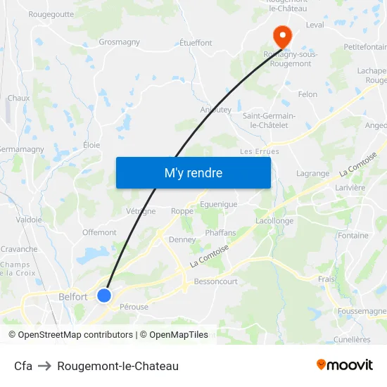 Cfa to Rougemont-le-Chateau map