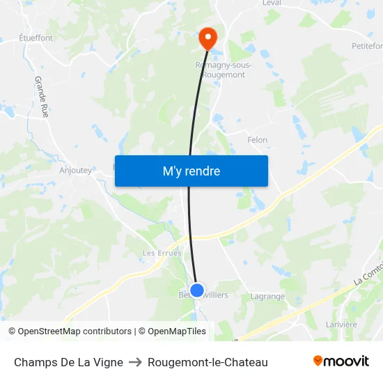 Champs De La Vigne to Rougemont-le-Chateau map