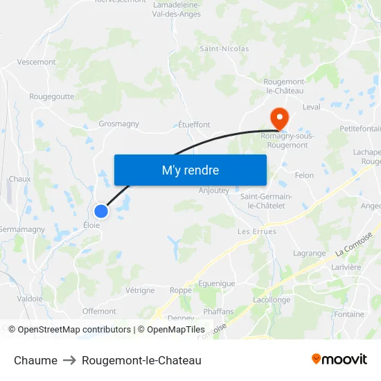 Chaume to Rougemont-le-Chateau map