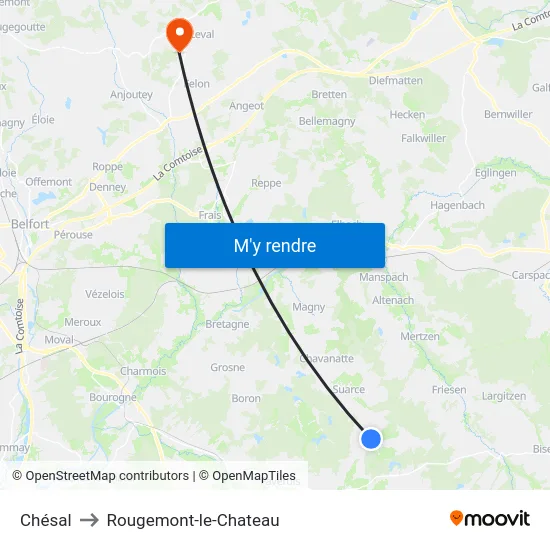 Chésal to Rougemont-le-Chateau map