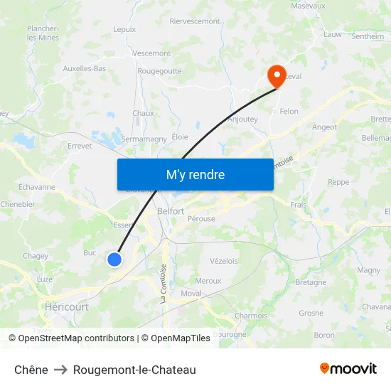 Chêne to Rougemont-le-Chateau map