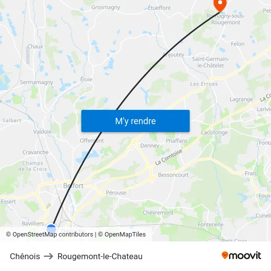 Chênois to Rougemont-le-Chateau map