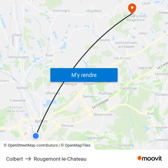 Colbert to Rougemont-le-Chateau map