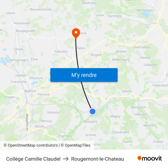 Collège Camille Claudel to Rougemont-le-Chateau map